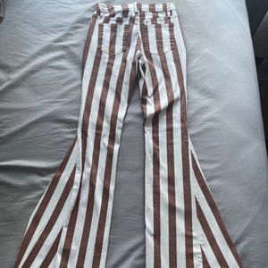 Saints & Hearts Rust Brown/White Striped Flare Jean--S